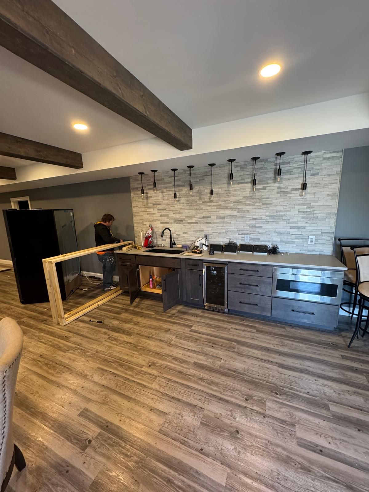 Adding an island to the bar area — before